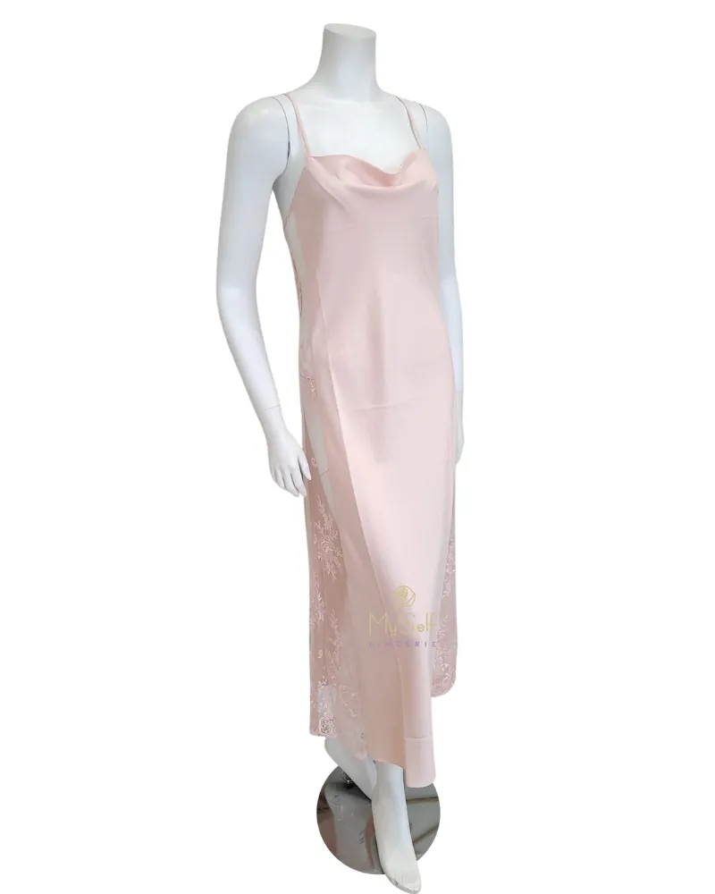 219 Petal Pink Darling Lace Panel Gown