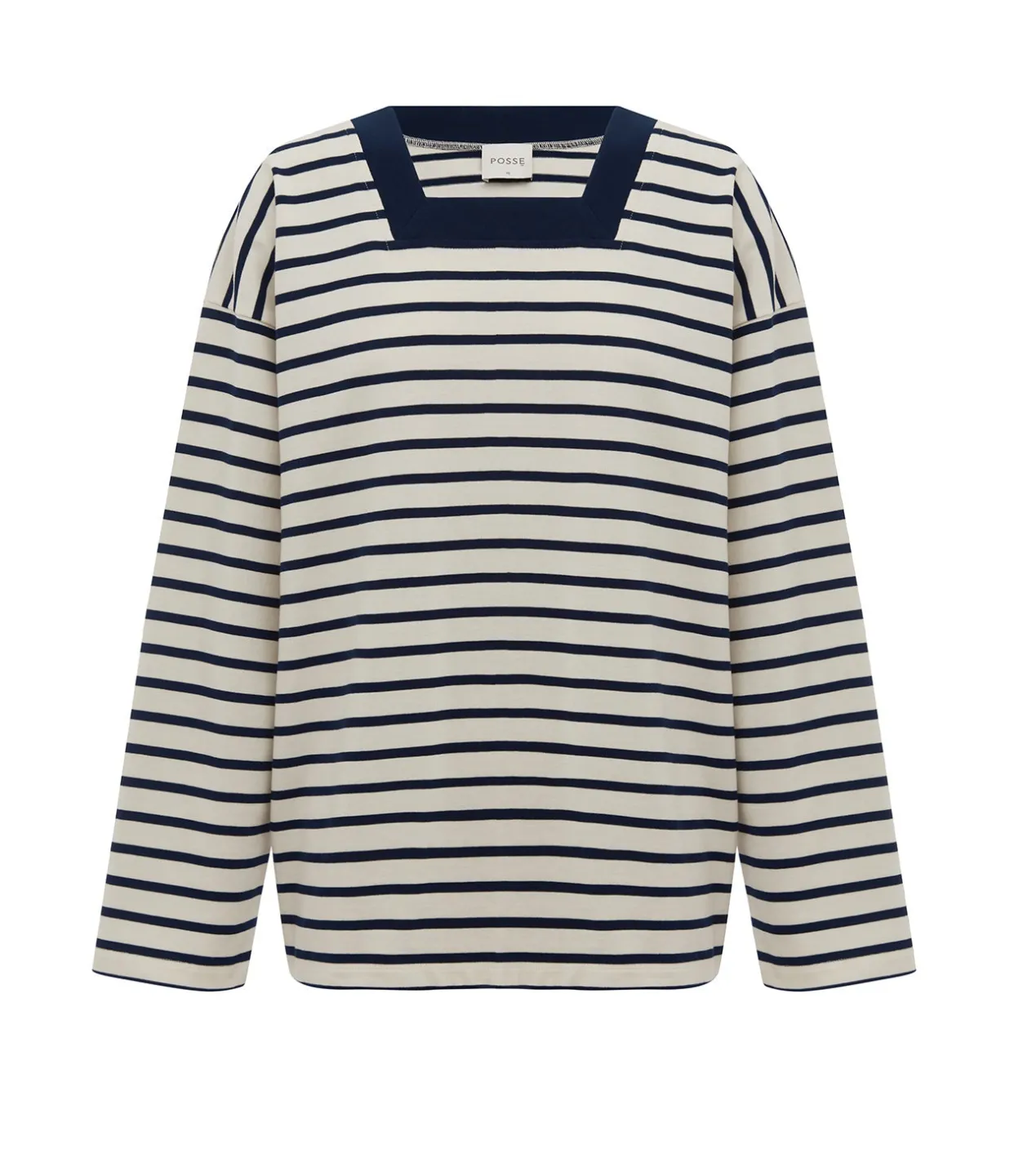 Archie Long Sleeve Top in Navy and Cream Stripe