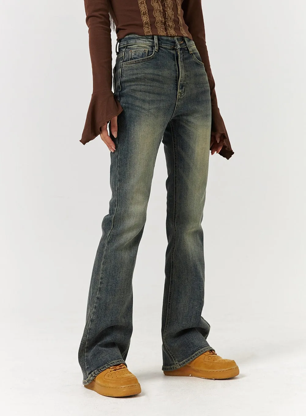 Denim Mid-Waist Flared Jeans CD322