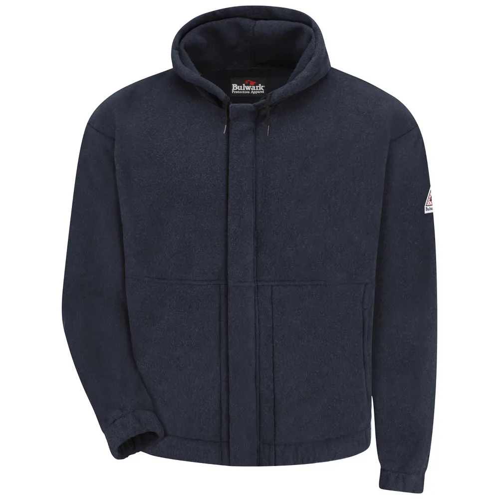 FLEECE FR ZIP-FRONT HOODED SWEATSHIRT - NV-Navy | Bulwark SMH6