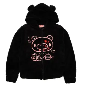 Gloomy Bear Black Furry Hooded Jacket