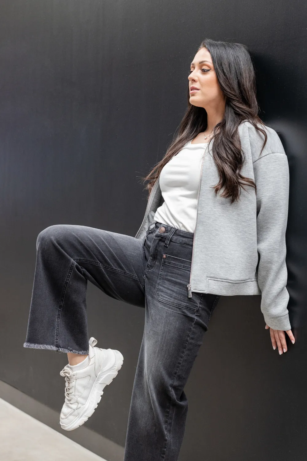 Jeans - FLARED - Clara Chromgrau