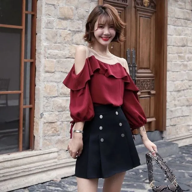 Kawaii Korean Top And Short Skirt Sets