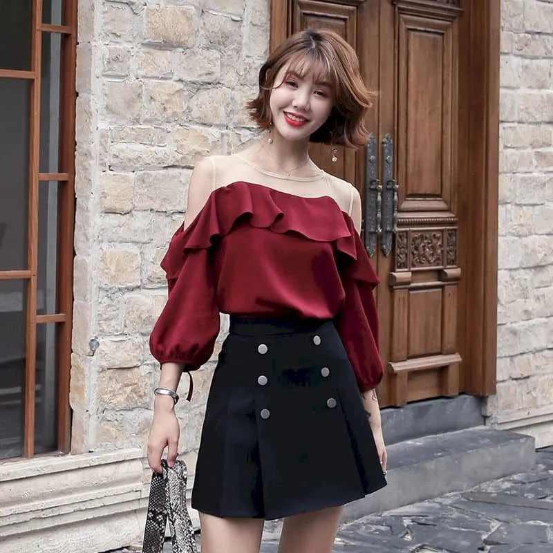 Kawaii Korean Top And Short Skirt Sets