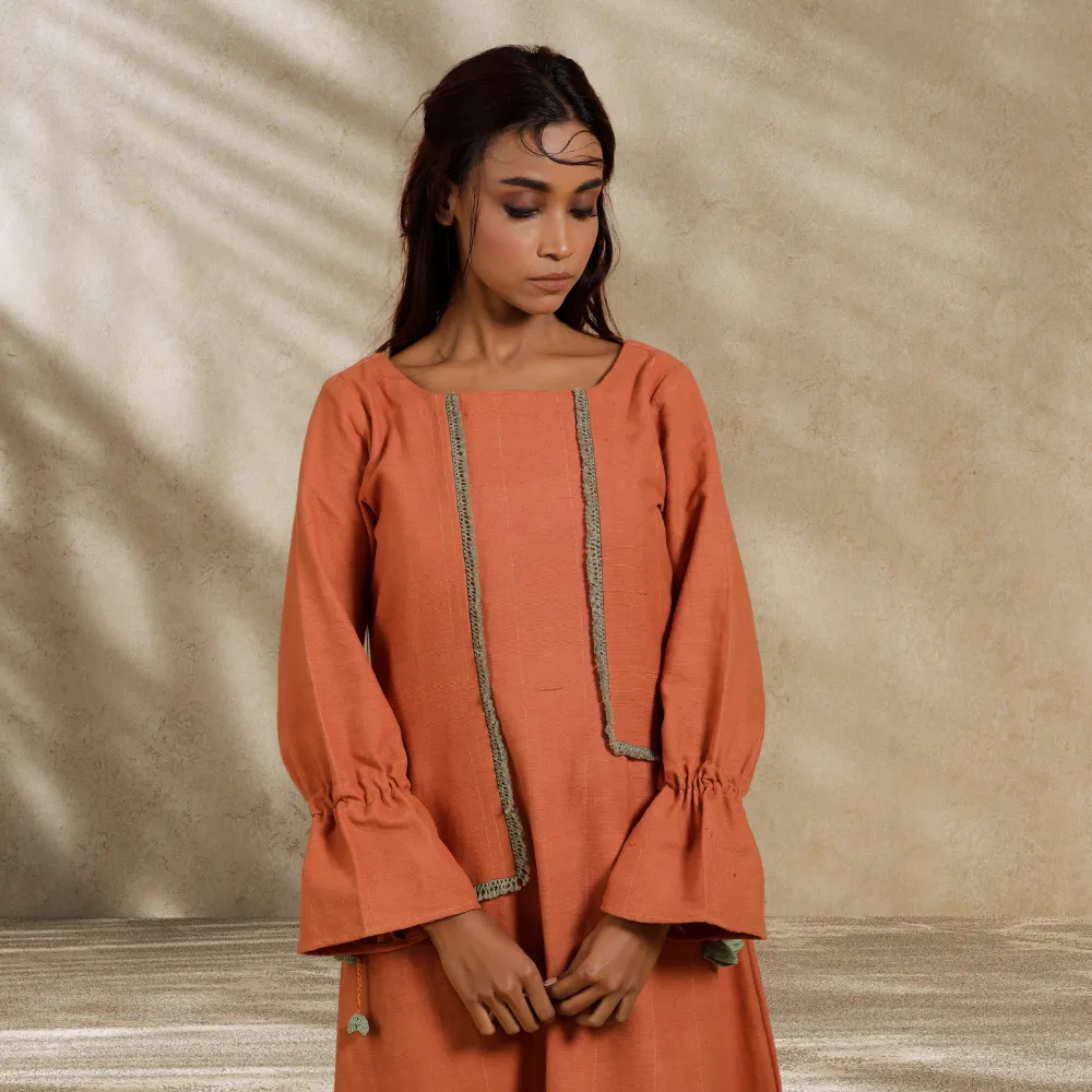 Rustic Rust Dress | Day Wear | Hand-Crafted | Contemporary Design
