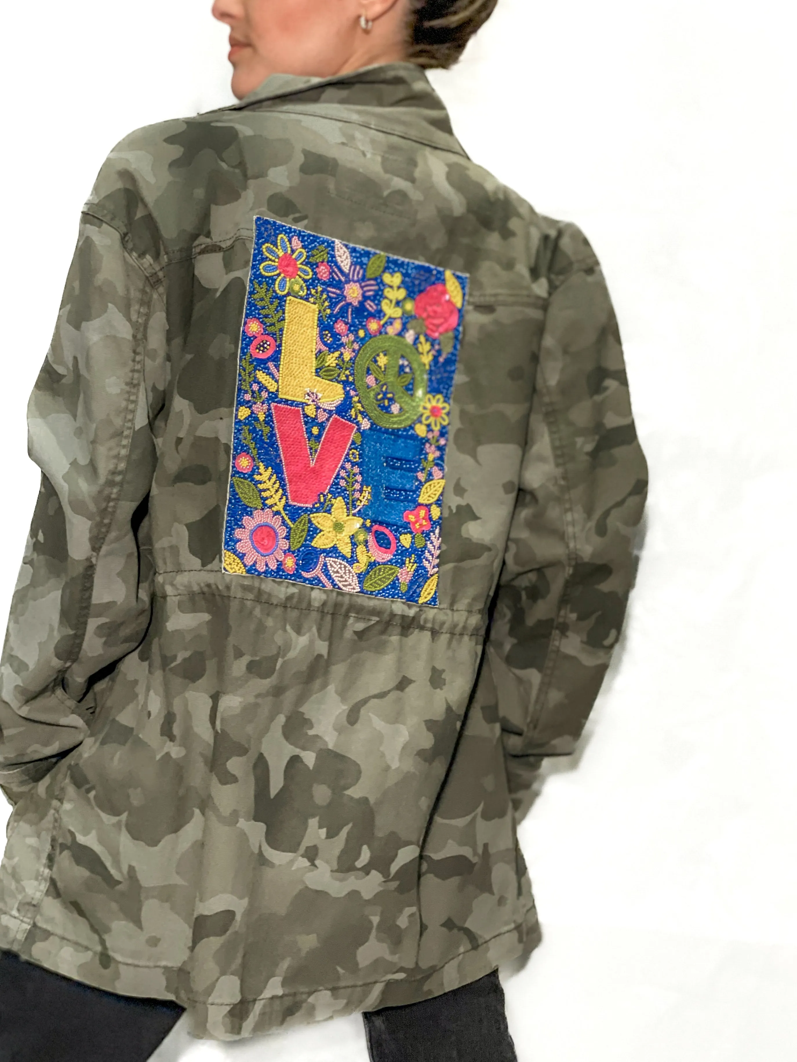Upcycled Love Camo Jacket