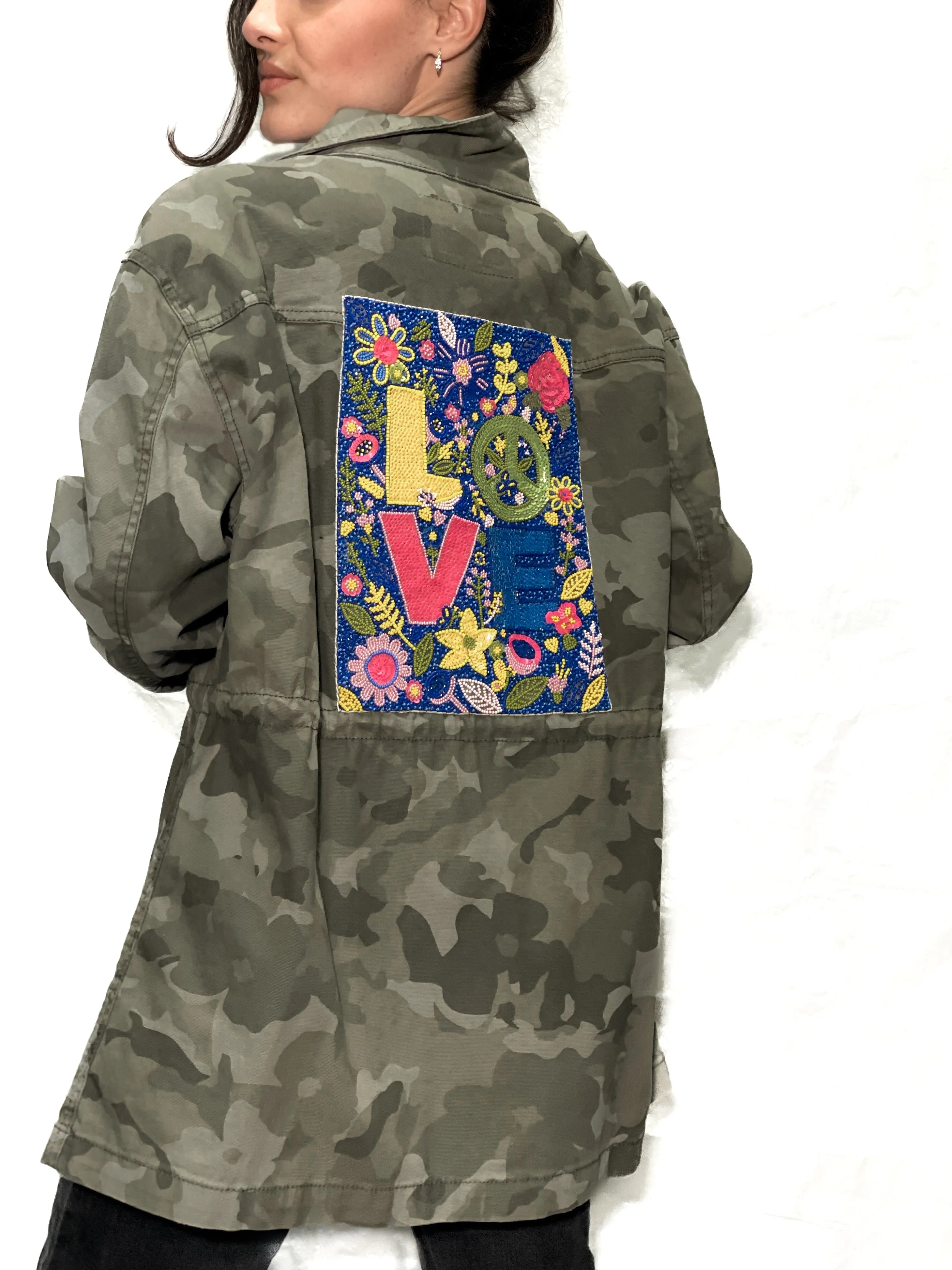 Upcycled Love Camo Jacket