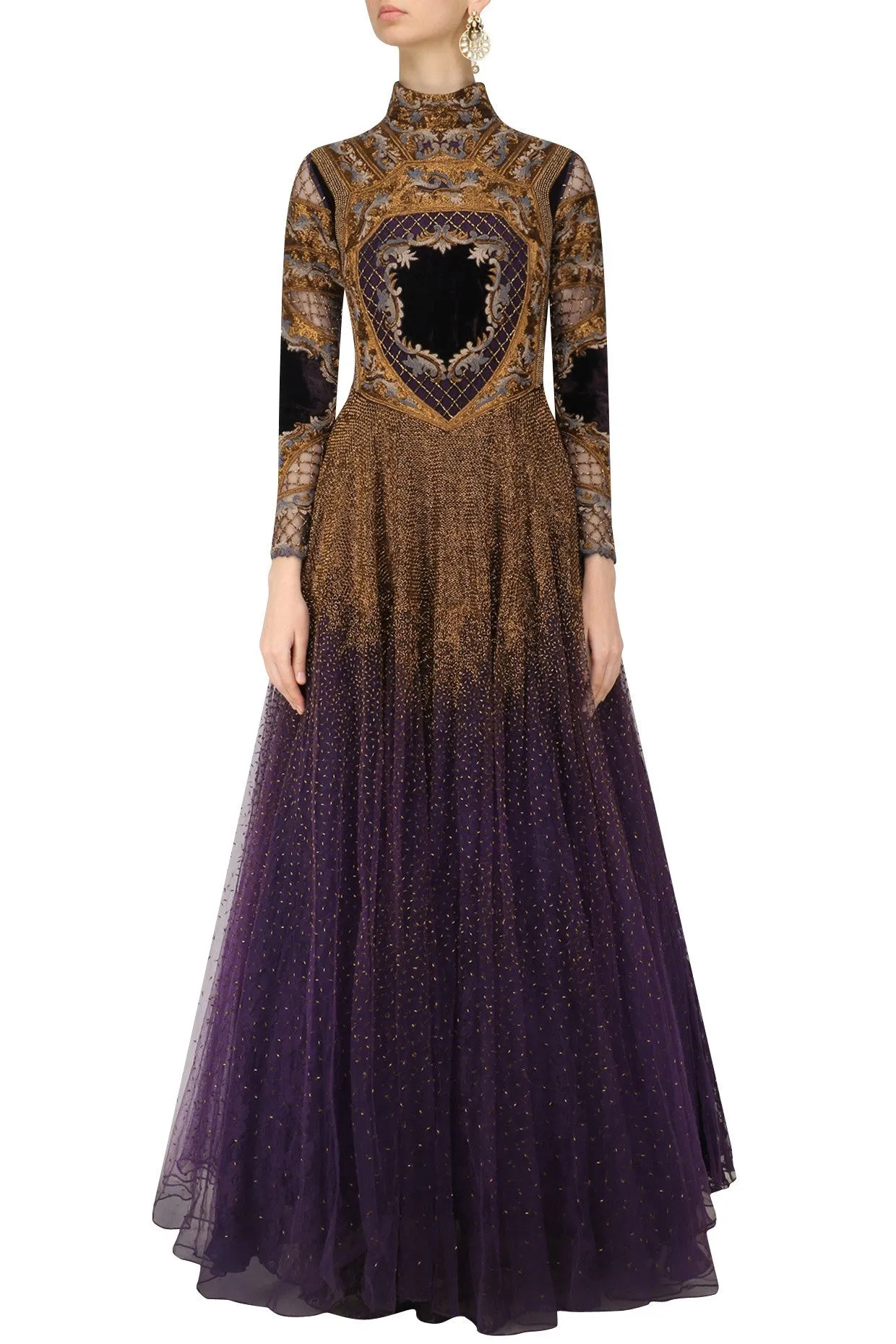 Voilet color Indo Western Gown